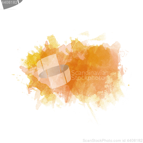 Image of Orange and yellow watercolor painted stain isolated on white bac