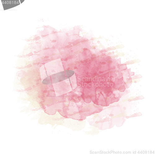 Image of Pink  and yellow watercolor painted stain isolated on white back