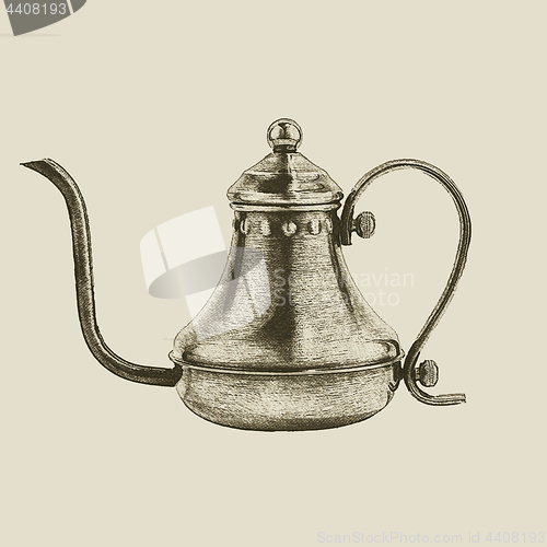 Image of hand drawn vintage kettle