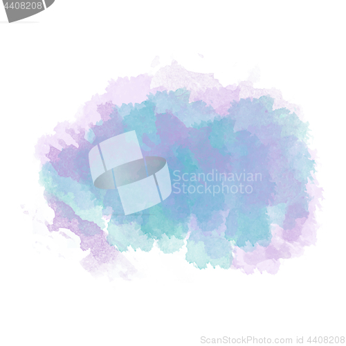 Image of Blue  and purple watercolor painted stain isolated on white back