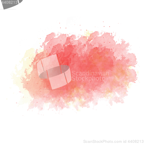 Image of Pink  and yellow watercolor painted stain isolated on white back