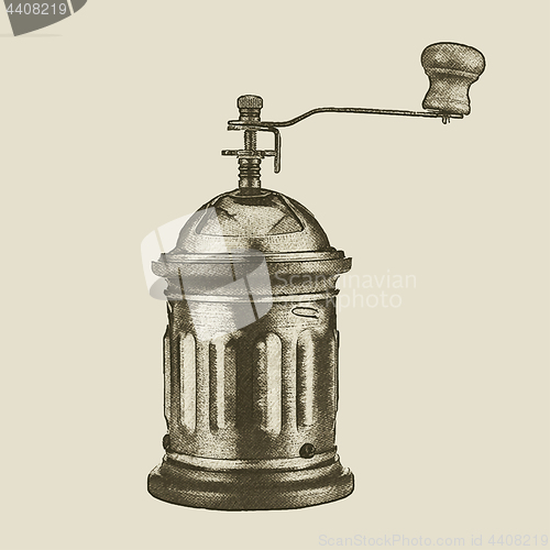 Image of hand drawn vintage coffee grinder