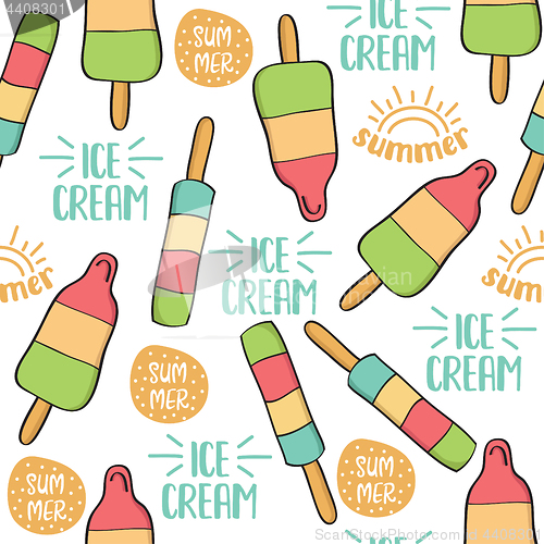 Image of Doodle seamless pattern with ice cream