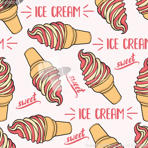 Image of Doodle seamless pattern with ice cream