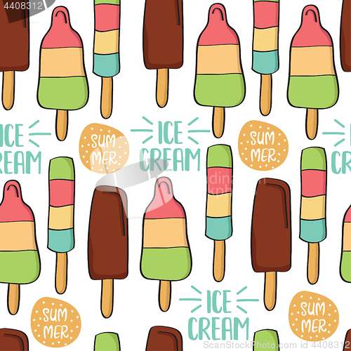 Image of Doodle seamless pattern with ice cream