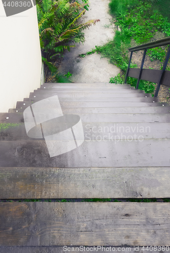 Image of Outdoor Wooden Staircase Downstairs