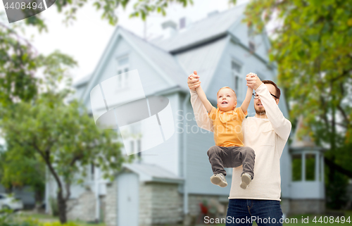 Image of father with son playing and having fun