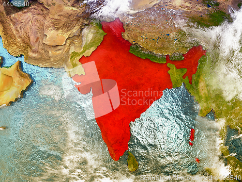 Image of India on illustrated globe