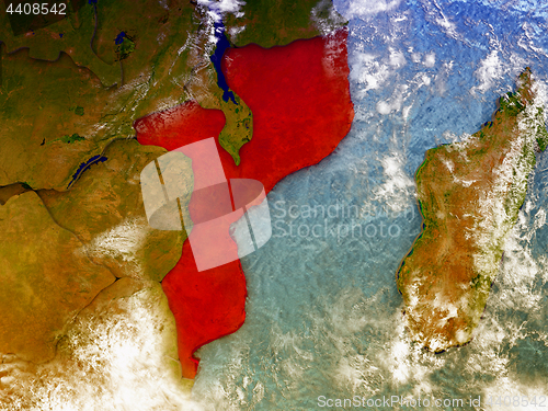 Image of Mozambique on illustrated globe
