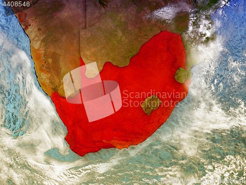 Image of South Africa on illustrated globe