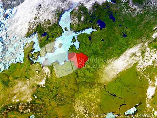 Image of Lithuania on illustrated globe