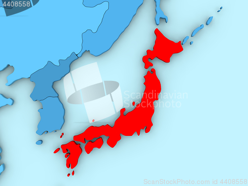 Image of Japan on 3D map