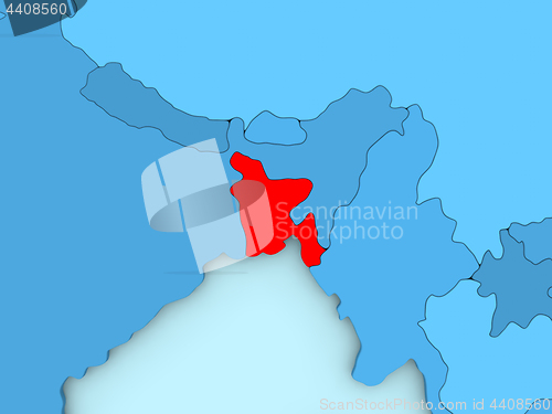 Image of Bangladesh on 3D map
