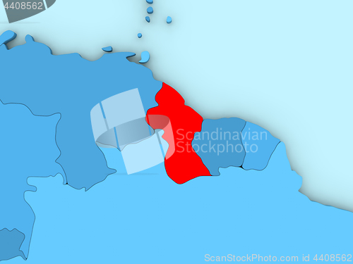 Image of Guyana on 3D map