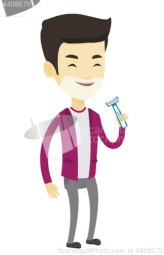 Image of Man shaving his face vector illustration.