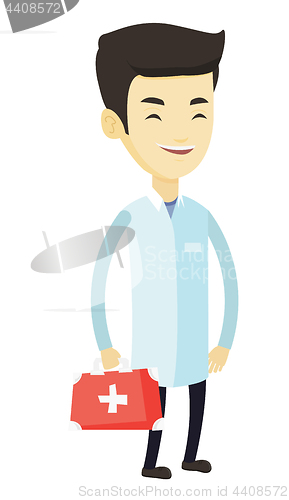 Image of Doctor holding first aid box vector illustration.