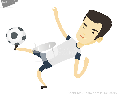 Image of Soccer player kicking ball vector illustration.