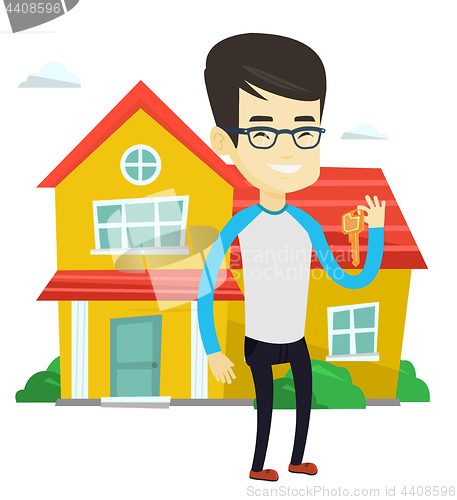 Image of Real estate agent with key vector illustration.