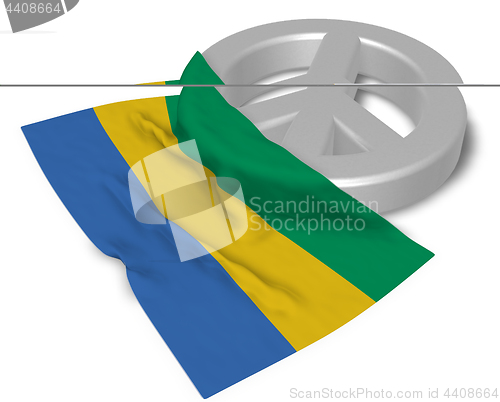 Image of peace symbol and flag of gabon