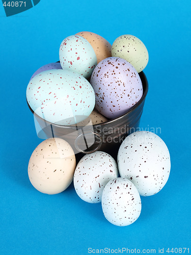 Image of Speckled Eggs on Blue