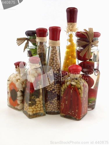 Image of Vinegar Bottles on White