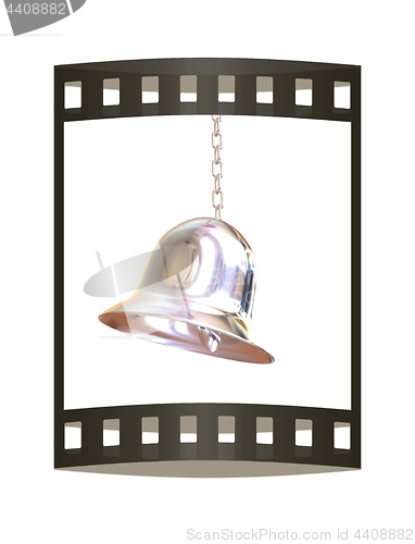 Image of Shiny metal bell isolated on white background. 3d illustration. 