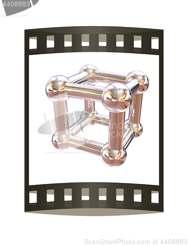 Image of Structural chemical formula and model of molecule, 3d object ill