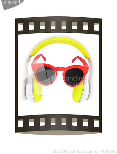 Image of Sunglasses and headphone for your face. 3d illustration. The fil