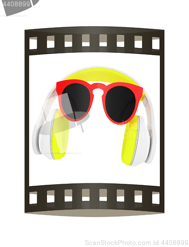 Image of Sunglasses and headphone for your face. 3d illustration. The fil