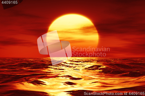 Image of a sunset over the wild sea