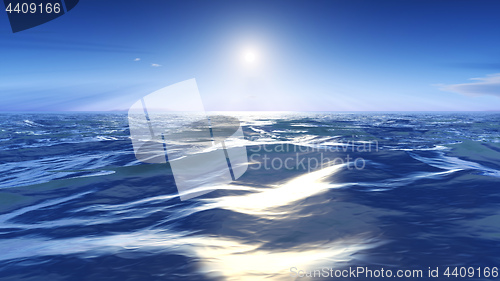 Image of sun over the wild sea