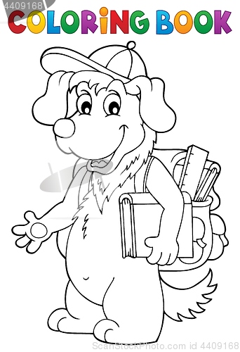 Image of Coloring book school dog theme 1