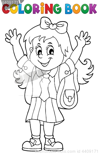 Image of Coloring book happy pupil girl theme 1