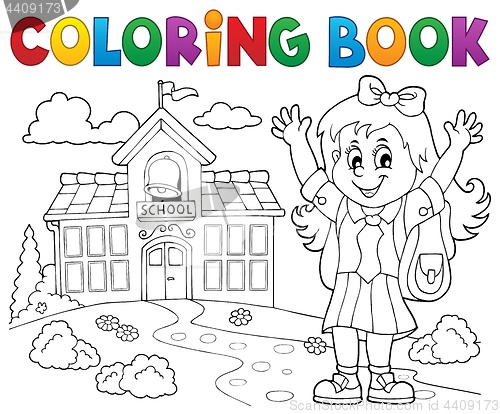 Image of Coloring book happy pupil girl theme 2