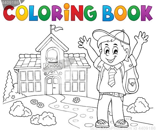 Image of Coloring book happy pupil boy theme 2