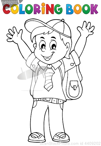 Image of Coloring book happy pupil boy theme 1