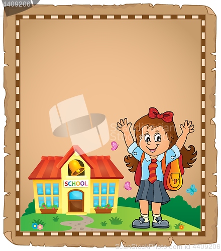 Image of Happy pupil girl theme parchment 1