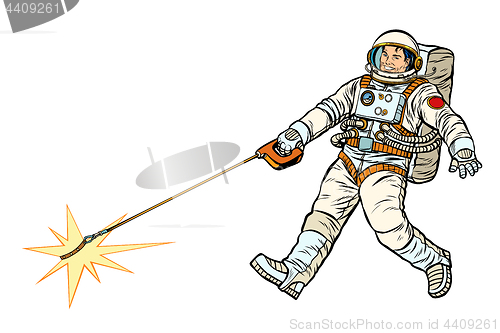 Image of Astronaut and pet star, isolate on white background