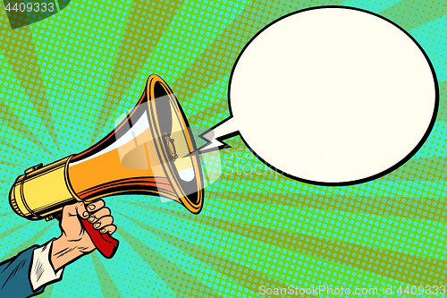 Image of megaphone and comic bubble