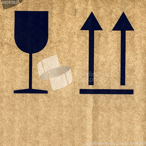 Image of Vintage looking Fragile corrugated cardboard