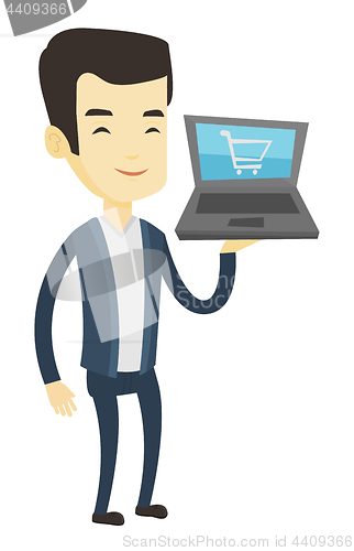 Image of Man shopping online vector illustration.