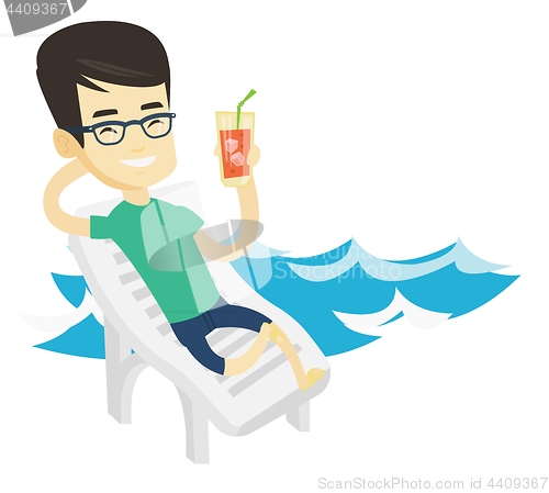 Image of Man relaxing on beach chair vector illustration.