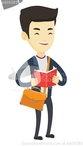 Image of Student reading book vector illustration.