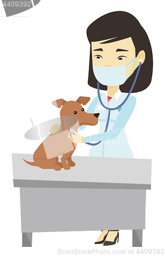 Image of Veterinarian examining dog vector illustration.