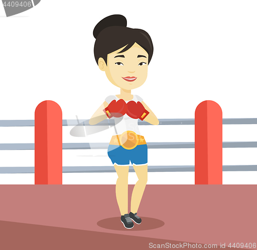 Image of Confident boxer in the ring vector illustration.