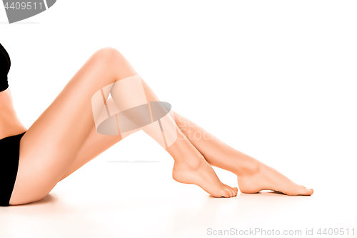 Image of Beautiful smooth and shaved woman\'s legs.