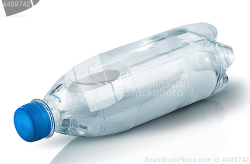 Image of Closed plastic bottle with water lies