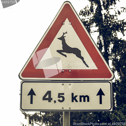 Image of Vintage looking Wildlife danger sign