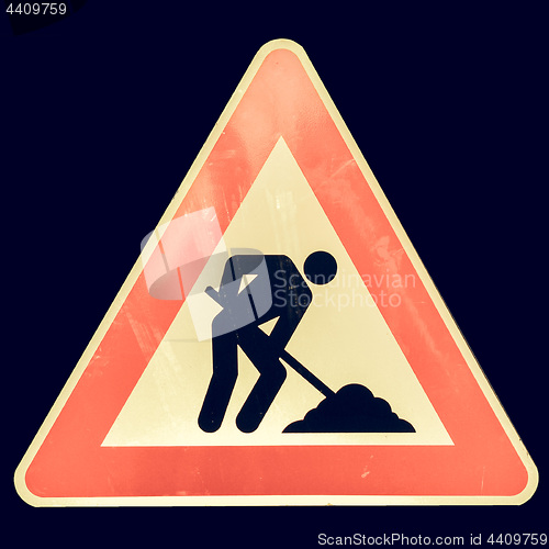 Image of Vintage looking Road work sign