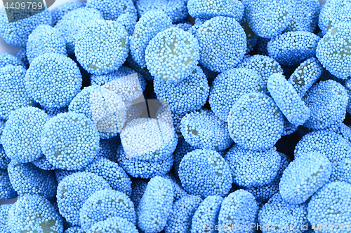 Image of blue jelly gumdrop sweet background